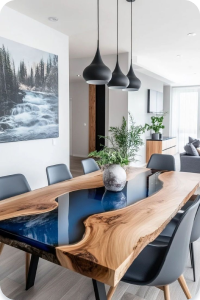 Hand-poured epoxy table